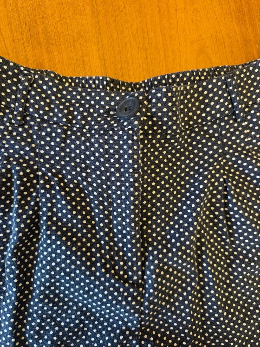Calypso St. Barth Linen Blend Navy & White Polka Dot Shorts | Resortwear | 8
